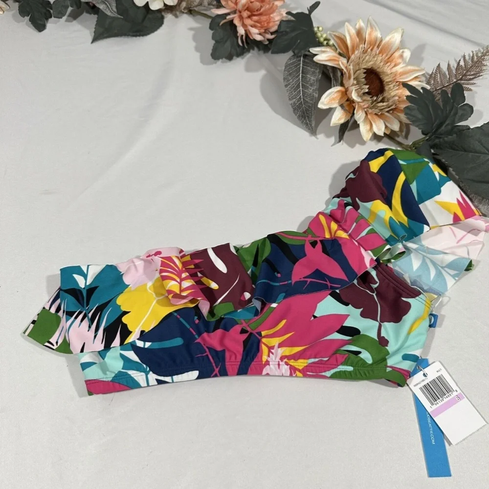 NWT $85 Bleu Rod Beattie [ 6 ] On A Brighter‎ Note Ruffle One Shoulder Top